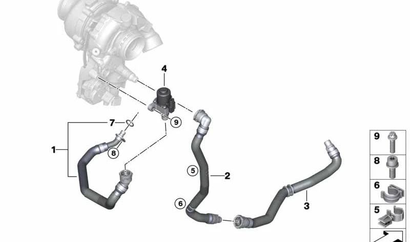 Clip de sujeción OEM 17127798499 para BMW F07, F10, F11, F01, F48, F39, E70, F15, E71, F16, G29. Pieza original BMW. Ideal para fijaciones en el sistema de refrigeración o tubos del motor.