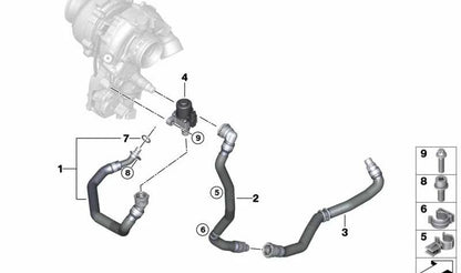 Clip de sujeción OEM 17127798499 para BMW F07, F10, F11, F01, F48, F39, E70, F15, E71, F16, G29. Pieza original BMW. Ideal para fijaciones en el sistema de refrigeración o tubos del motor.