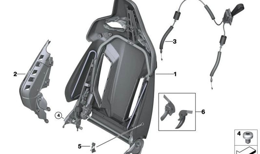 Right upholstery bracket for BMW G87, G80, G81, G82, G83, F90N, F91, F92, F93 (OEM 52108745528). Original BMW.