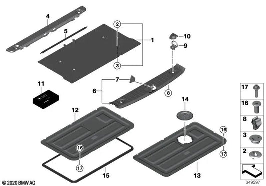 Piso do porta-malas para BMW i I01, I01N (OEM 51487362862). BMW originais.