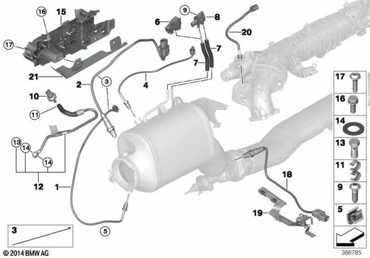 Hose support for BMW 3 F30 series, F30N, F31, F31N, F34, F34N, 4 F32 series, F32N, F33, F33N, F36, F36N, Series 5 F07, F10, F11, Series 6 F06, F12, F13, Series 7 F01N, X3 F25, X4 F2 13628572118). Original BMW.