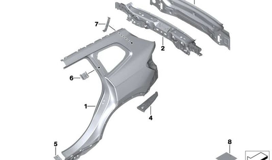 Plaque de renforcement jupe gauche pour BMW x1 U11, U12, x2 U10 (OEM 41305A58AE1). BMW d'origine