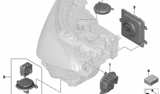 Módulo LED intermitente/luz diurna derecho OEM 63119498648 para BMW F91, F92, F93, G14, G15, G16. Original BMW.