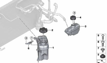 Depósito de expansión OEM 17132284600 para BMW F87, F80, F82, F83. Original BMW.