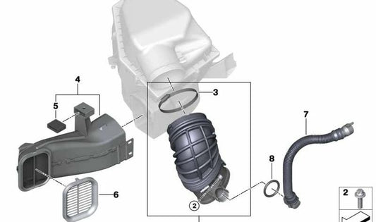 Tubo de admisión de aire OEM 13718575716 para BMW G30, G31, G11, G12, G05, G06, G07. Original BMW.