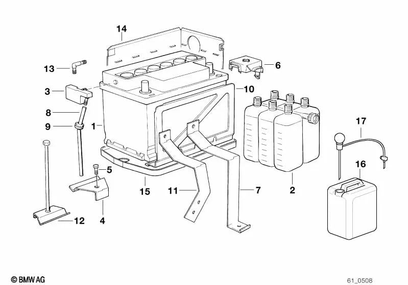 Vesto della batteria per BMW E34, E32 (OEM 61211382669). BMW originale.