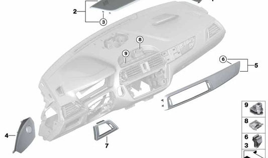 OEM de moldagem preta preta brilhante 51456809399 para BMW F20, F21, F22, F23. BMW original.