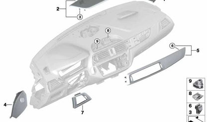 Cubierta altavoz central OEM 51459394347 para BMW F20N, F21N, F22N, F23N, F87N. Pieza original BMW.