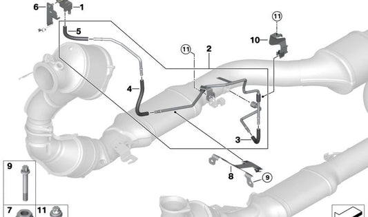 Manguito de escape OEM 18307884149 para BMW F90, F91, F92, F93, F95, F96. Compatible con cilindros 1-4. Original BMW.