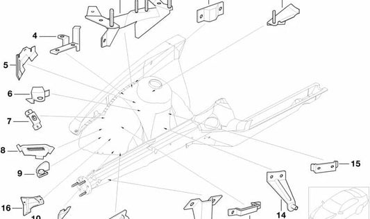 Right impact sensor bracket for BMW E36 (OEM 41148151466). Original BMW