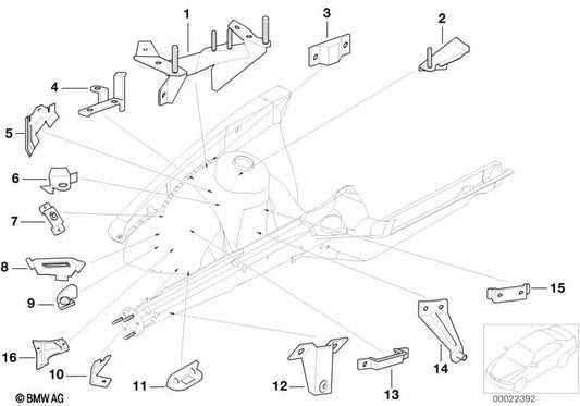 Suporte de proteção térmica para BMW Série 3 E36 (OEM 41112256499). BMW originais.
