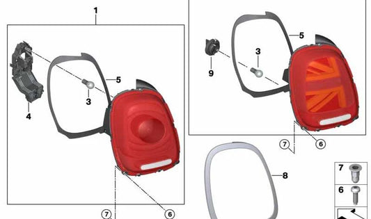 Portalámpara trasero OEM 63217361305 para MINI F56, F55, Cabrio F57 (2013-2021). Original MINI.