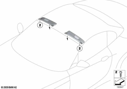 Left sun visor for BMW Z4 E89 (OEM 51169128391). Original BMW.