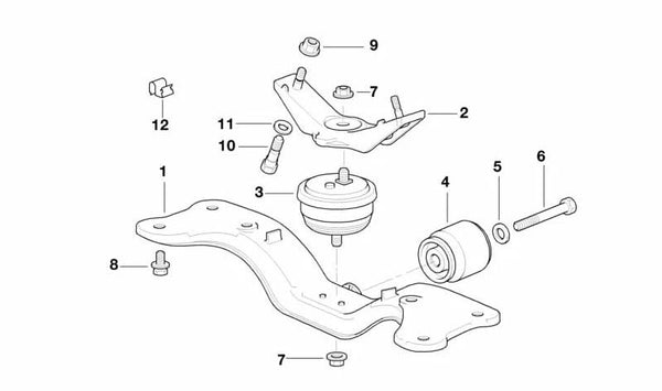 Soporte de transmisión OEM 22321092988 para BMW E38. Original BMW.