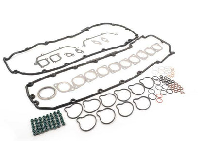 Juego de juntas de culata sin amianto OEM 11120392976 para BMW E60, E61, E63, E64. Compatible con motores específicos de 5 y 6 cilindros. Original BMW.
