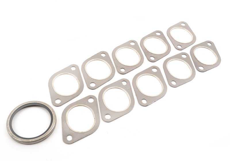 Juego de juntas de culata sin amianto OEM 11120392976 para BMW E60, E61, E63, E64. Compatible con motores específicos de 5 y 6 cilindros. Original BMW.