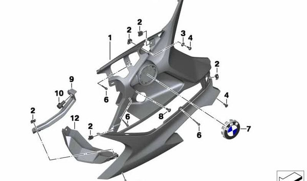 Cubierta carenado lateral derecha OEM 46638527982 para BMW Motorrad F 800 GT (FK71) 2012-2019. Pieza original BMW Motorrad.