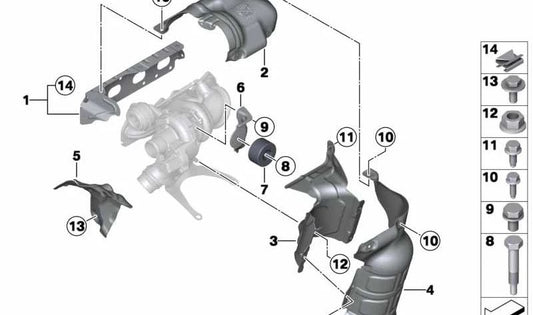 Placa de proteção térmica (OEM 11657606650) para BMW F20, F21, F30, F31. Produto original BMW.
