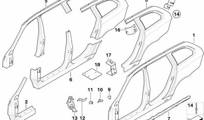 Refuerzo de chasis inferior izquierdo OEM 41217111327 para BMW E60, E61, E63, E64. Original BMW.