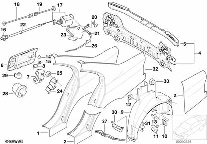 Cubierta del paso de rueda trasero izquierdo para BMW E39 (OEM 51718172461). Original BMW