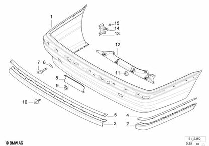 Moldura de proteção para BMW Série 7 E38 (OEM 51128169689). BMW originais.