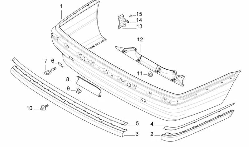 Protective moulding for BMW 7 Series E38 (OEM 51128125413). Original BMW