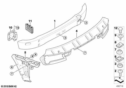 Suporte de para-choque traseiro direito para BMW E63, E64 (OEM 51127898294). BMW originais.