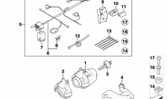 Farol suplementar OEM 63127709430 para motocicletas BMW R 1200 GS, R 1200 GS Adventure. Originais BMW Motorrad.