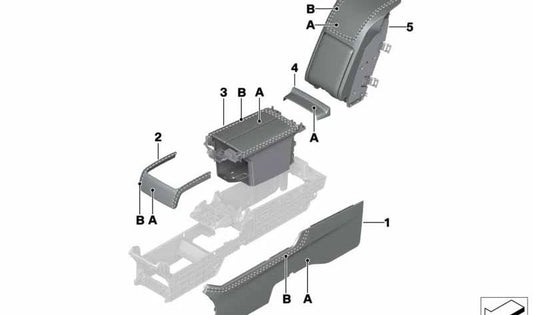 Consola trasera superior OEM 51167992375 para BMW G12 y G12 LCI (7er Serie). Pieza original BMW.
