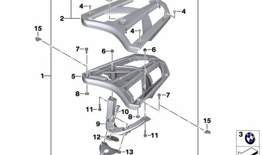 Portaequipajes bridge support OEM 77448550981 for bmw C 650 GT motorcycles, C 650 GT (0C05). Original BMW Motorrad.