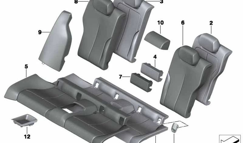 Funda respaldo de cuero izquierda OEM 52207352613 para BMW F32, F32N. Original BMW.