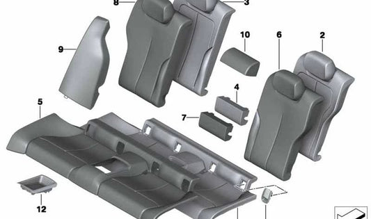 Funda respaldo de cuero izquierda OEM 52207352613 para BMW F32, F32N. Original BMW.