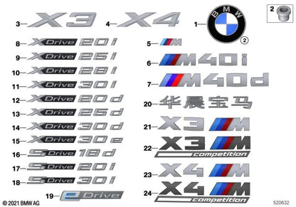 Emblem Logo Insignia 82mm für BMW F39, G02, F98. Original BMW.