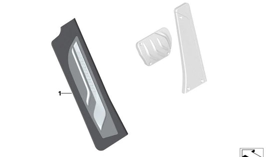 Reposapiés de acero inoxidable OEM 51475A7ABE5 para BMW G42 (218i, 220d, 220i, 230i) y G20 (316d). Accesorio original BMW M Performance.