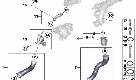 Pipes d'admission au refroidisseur intermédiaire OEM 11617810617 pour BMW F20, F21, F22, F30, F31, F34, F32, F33, F36, F25. BMW d'origine.