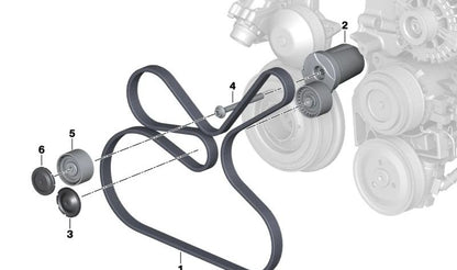 Tensor de correa (mecánico) OEM 11287800334 para BMW E60, E61, F07, F10, F11, F01, F02, E83, E70, E71. Pieza original BMW.