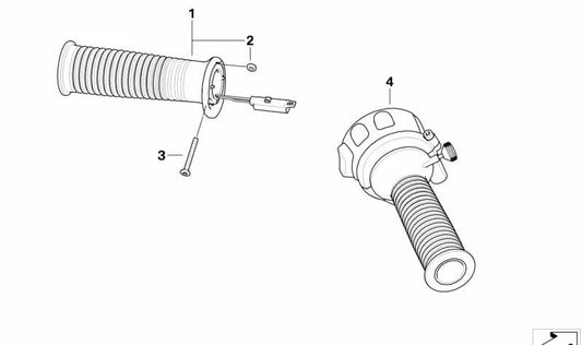 Puño acelerador OEM 61317708230 para BMW Motorrad R1200RT (K26), R900RT (K26). Original BMW Motorrad.