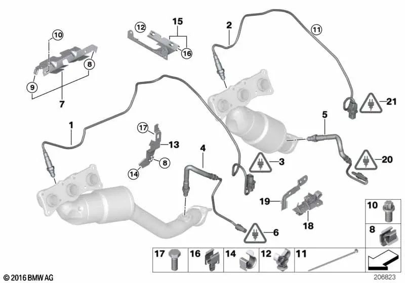 Suporte de cabo de sonda lambda para BMW E70 (OEM 12527558215). BMW originais.