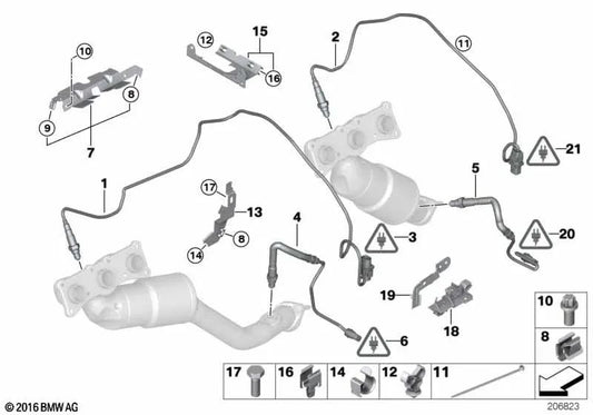 Suporte de cabo de sonda lambda para BMW E70 (OEM 12527558215). BMW originais.