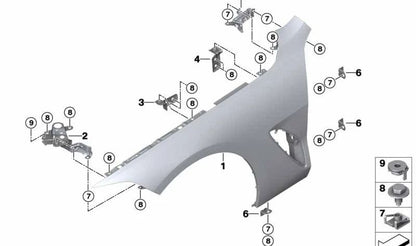Soporte lateral delantero derecho OEM 41358492950 para BMW F91, F92, F93, G14, G15, G16. Original BMW.