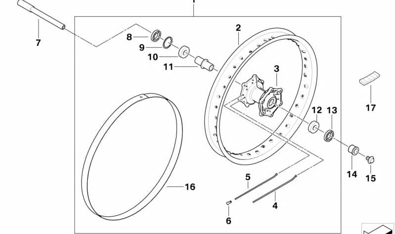 Rueda de rayos delantera OEM 36318564176 para motos BMW F800GS, F800GS Adventure, F650GS... y más. Original BMW Motorrad.
