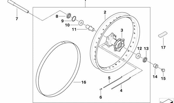 Semieje delantero OEM 36317713558 para motos BMW F 800 GS, F 800 GS Adventure, F 650 GS (K72, K75). Original BMW Motorrad.