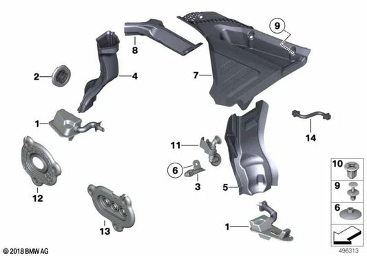 Water Drain for BMW 5 Series F07, F10, F11, 6 Series F06, F12, F13, 7 Series F01, F02 (OEM 64319188342). Original BMW.