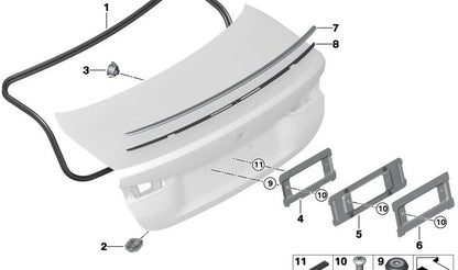 Cinta adhesiva para alerón trasero OEM 51628086385 para BMW G82 M4, M4 Competition, M4 xDrive y M4 CS. Original BMW.