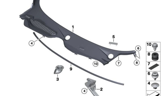 Tubo de desagüe derecho OEM 51717192538 para BMW Z4 E89. Original BMW.