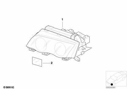 Faro izquierdo para BMW Serie 3 E46 (OEM 63126904279). Original BMW.