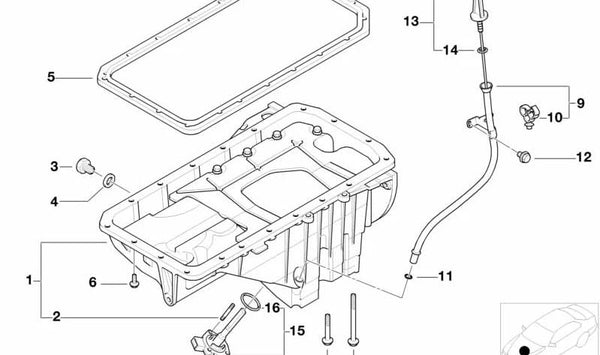 Tubo guía de varilla de aceite OEM 11432247638 para BMW E46 318d, 320d (con motor M47, cambio manual/automático). Original BMW.
