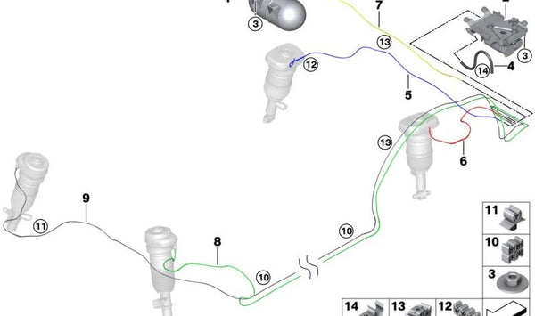 Acumulador de presión OEM 37206888309 de 8 litros para BMW I20. Compatible con sistemas de nivelación. Original BMW.