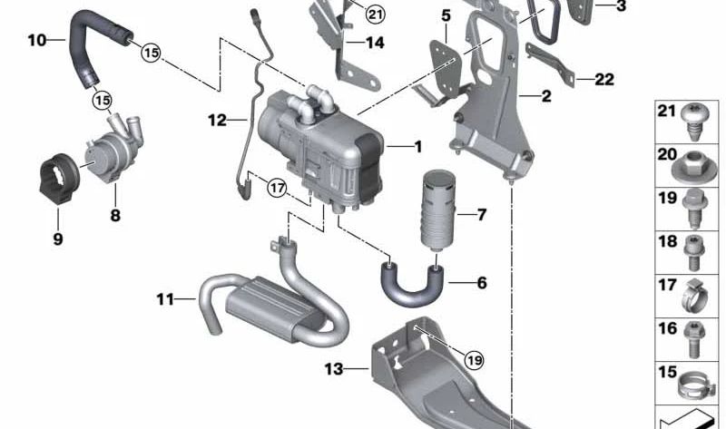 Calefacción estacionaria gasolina OEM 64129321062 para BMW G30, G31, G32, G11, G12, G14, G15, G16, G01, G02, G05, G06, G07. Original BMW.