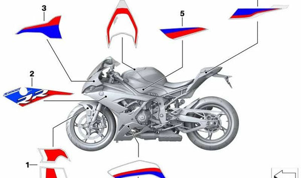 Decoración cubierta depósito izquierda OEM 51148406665 para moto BMW S 1000 RR (K67) 2018-2022. Original BMW Motorrad.